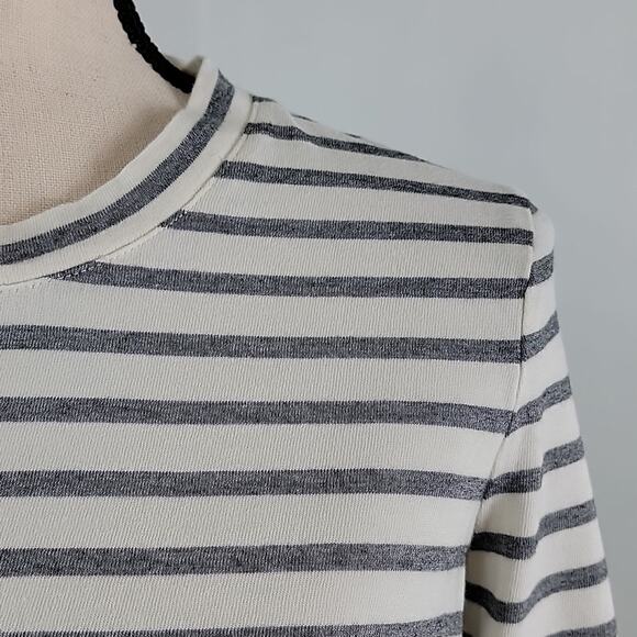 Madewell Keys 3/4 Sleeve Stripe Top in Natural Soft Gray XS - Picture 4 of 14